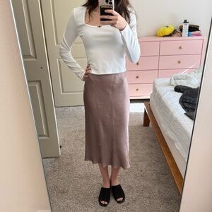 aritzia babaton metallic rose midi skirt
